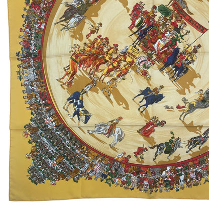 Hermes Scarf Silk Carre 90 Cirque Molier Yellow — view 5