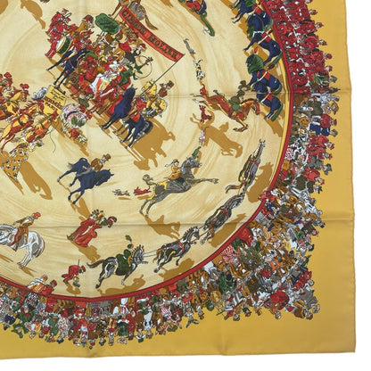 Hermes Scarf Silk Carre 90 Cirque Molier Yellow — view 6