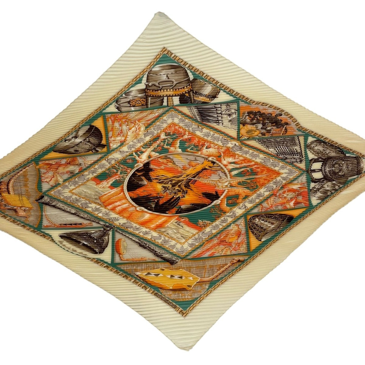Hermes Scarf Pleats Au Son du Tam to the Sound of Silk Beige — view 4