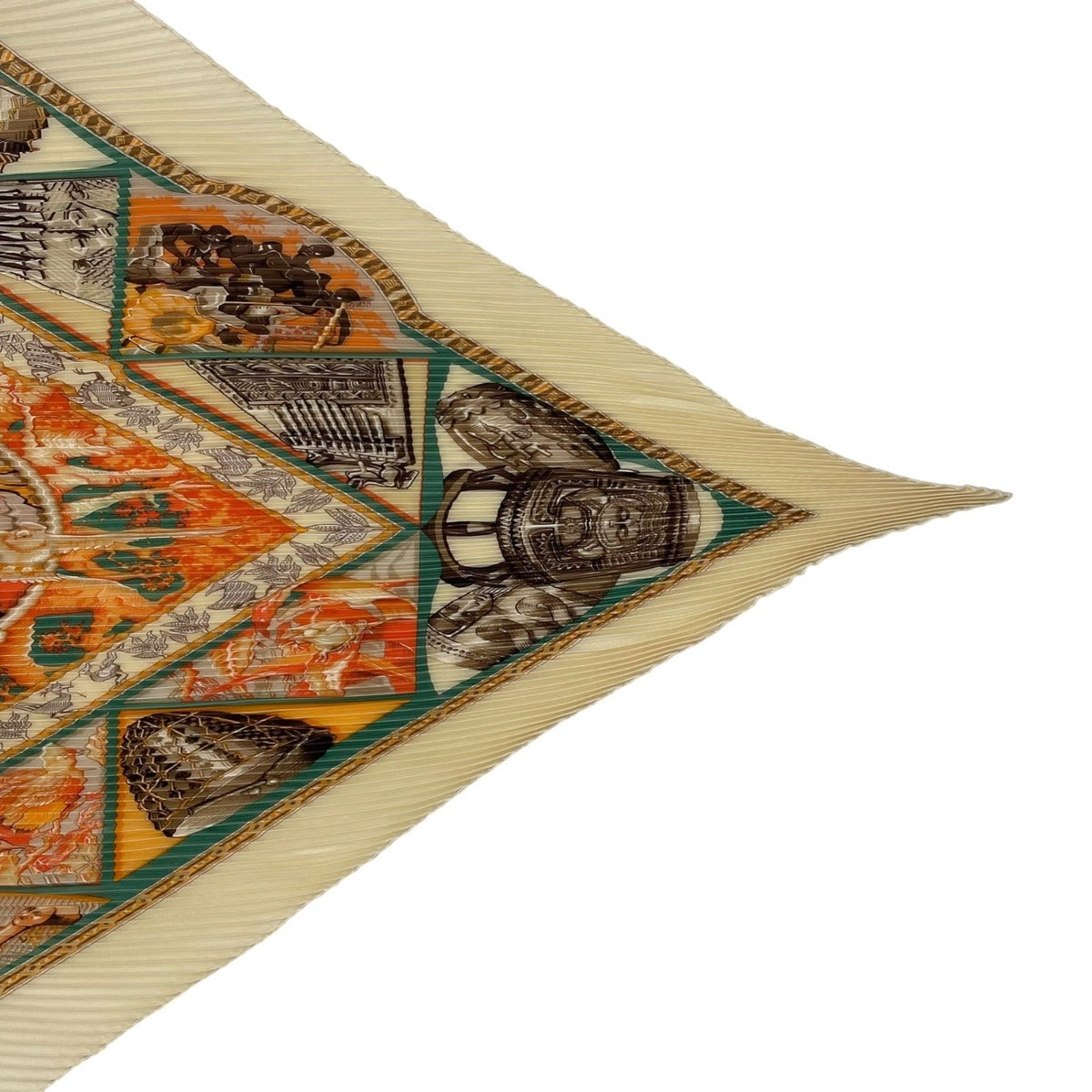 Hermes Scarf Pleats Au Son du Tam to the Sound of Silk Beige — view 5