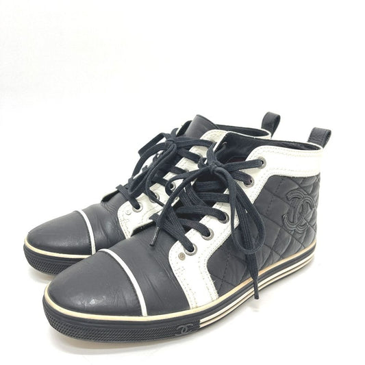 Chanel Sneakers Quilted CC Logo Bicolor Leather Black