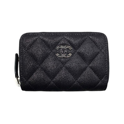 Chanel Card Case Coin Chain Me Purse Quilted Goatskin Coco Mark