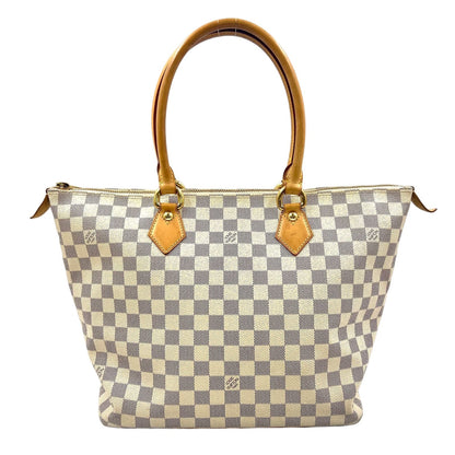 Louis Vuitton Damier Azur Leather White Tote Gold