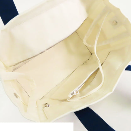 Hermes Adada Blue Marine Ivory Silver Cotton Mothers Tote Bag — view 6