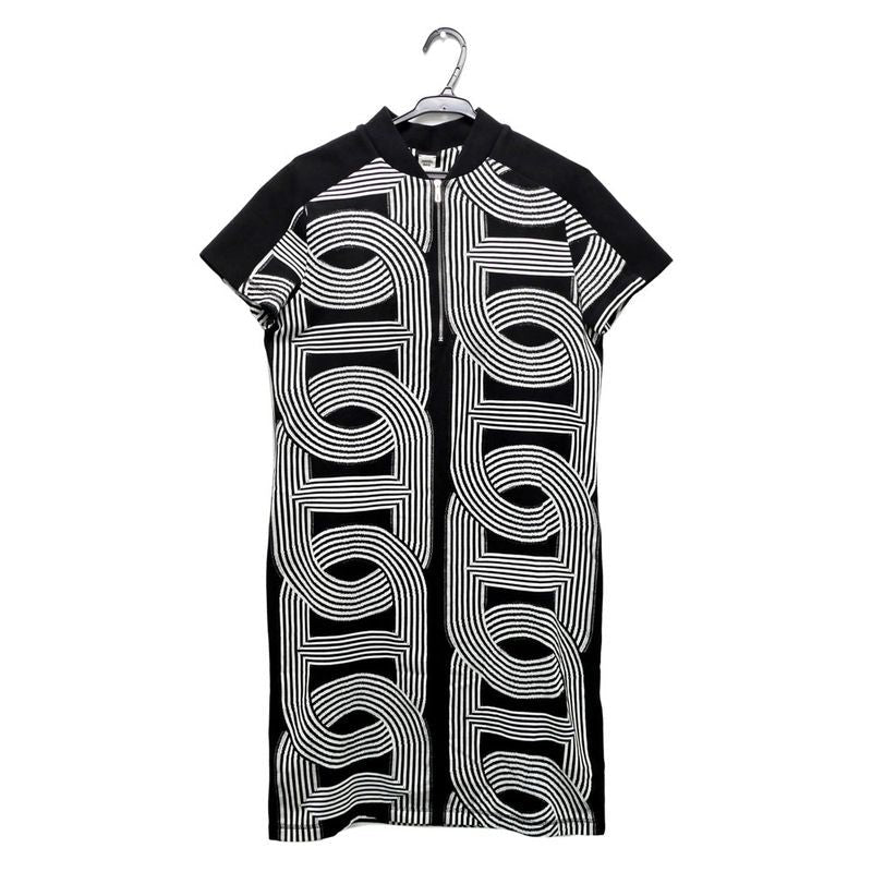 Hermes Short Sleeve Dress Chaine D'ancre Pattern Black White Size 34