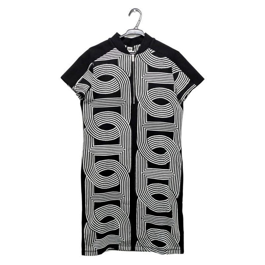 Hermes Short Sleeve Dress Chaine D'ancre Pattern Black White Size 34
