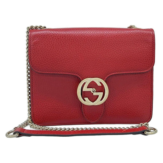 Gucci Shoulder Bag Interlocking Red Leather