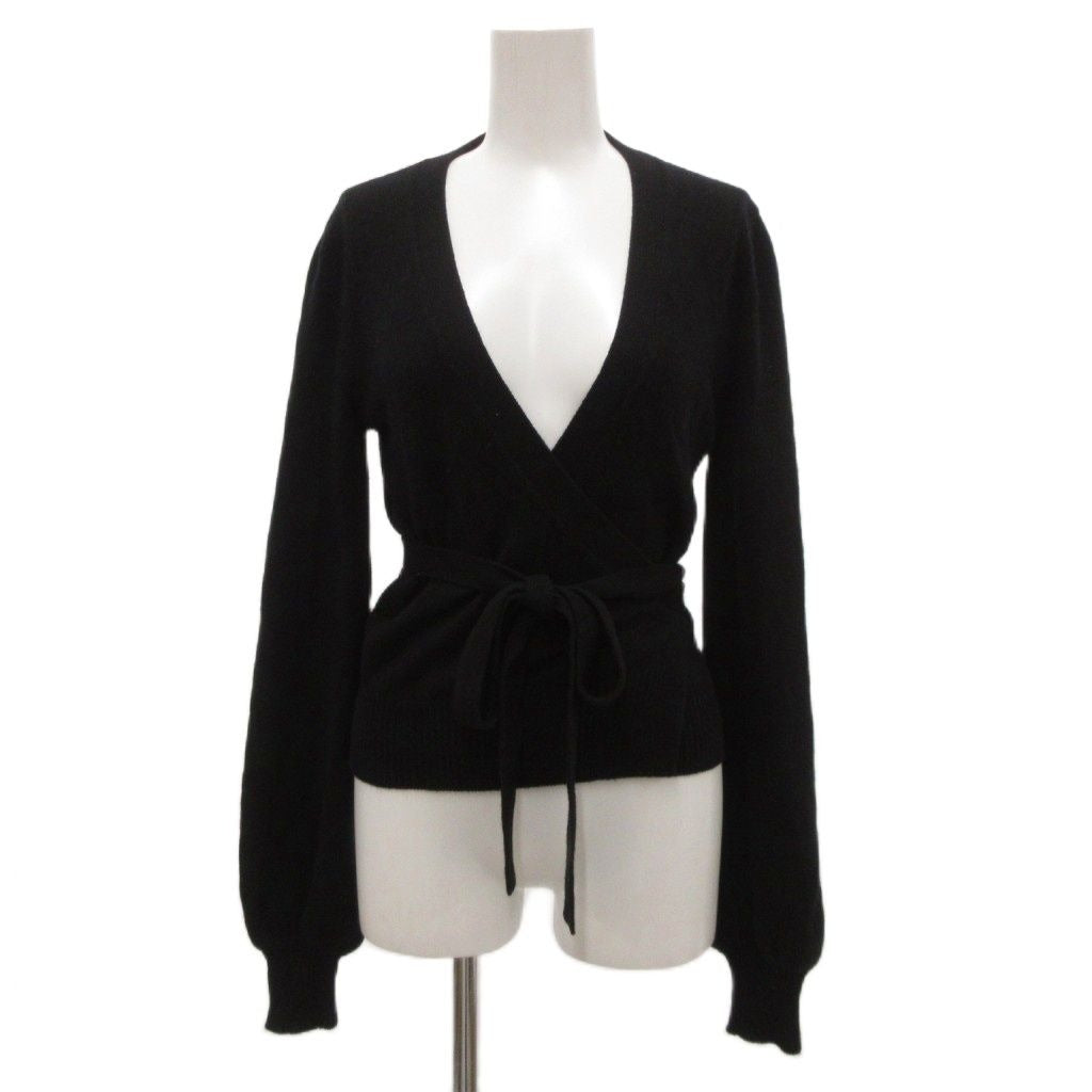 Gucci Cardigan Knit GG Logo Embroidery with Belt XS Black