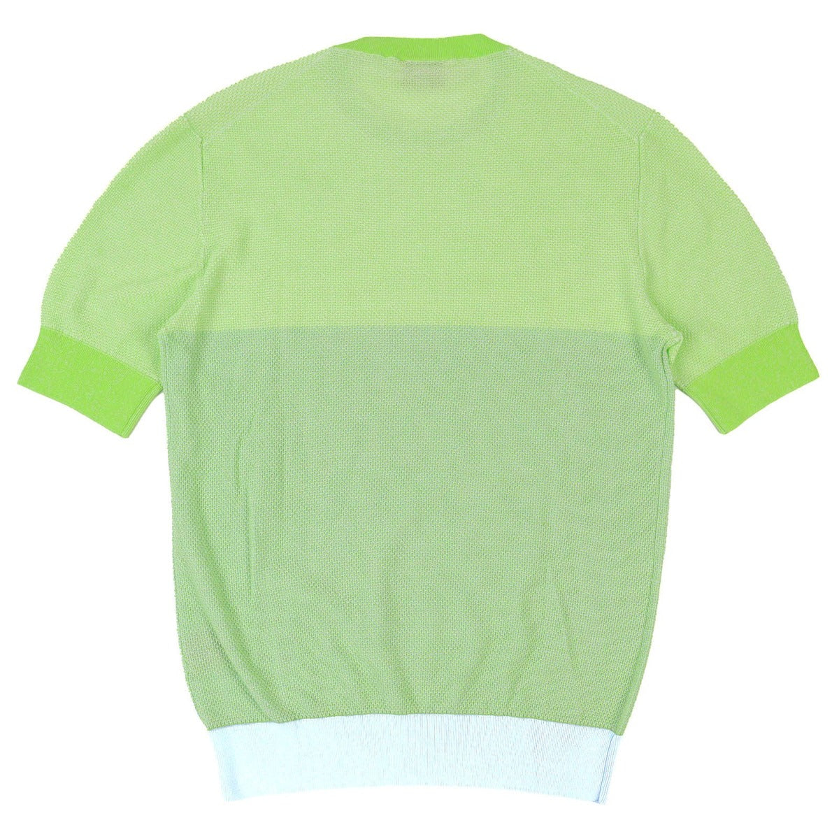 Hermes 100% Cotton Crew Neck Bicolor Short Sleeve Knit Light Green Blue — view 2