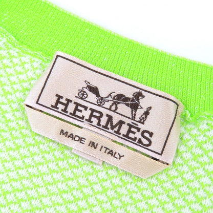 Hermes 100% Cotton Crew Neck Bicolor Short Sleeve Knit Light Green Blue — view 4