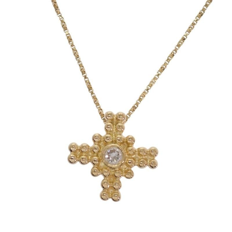 Saint Laurent Yves Cross Necklace Pendant 18k Yellow Gold Diamond YSL