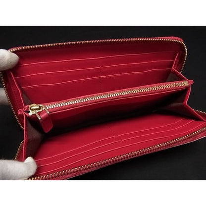 Bvlgari Leather Round Zipper Long Wallet Coin Purse Pink Al5168 — view 3