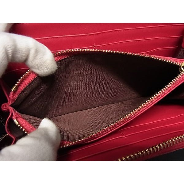 Bvlgari Leather Round Zipper Long Wallet Coin Purse Pink Al5168 — view 4