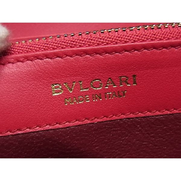 Bvlgari Leather Round Zipper Long Wallet Coin Purse Pink Al5168 — view 5