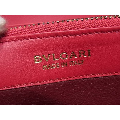Bvlgari Leather Round Zipper Long Wallet Coin Purse Pink Al5168 — view 5