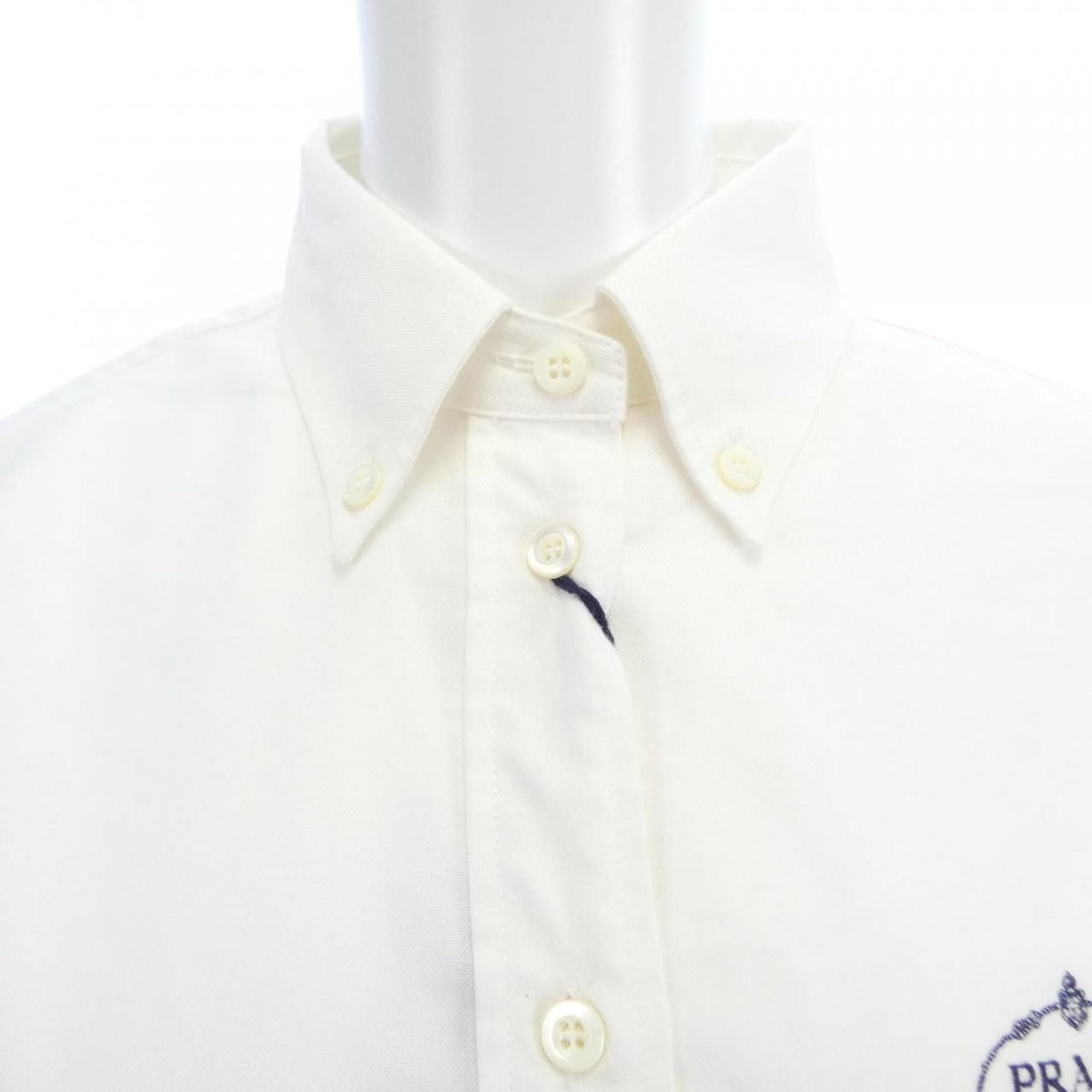 Prada Embroidered Oxford Cotton Shirt White — view 5
