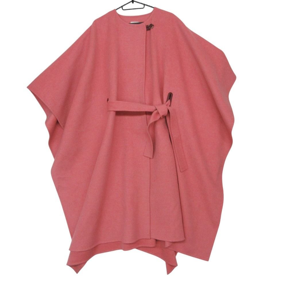 Hermes Double Face Opera Cape with Belt Cashmere Coat Pink 38