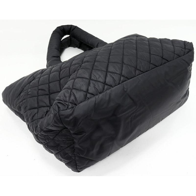 Chanel Hand Tote Bag Coco Cocoon Medium MM Nylon Calf Black Bordeaux — view 3