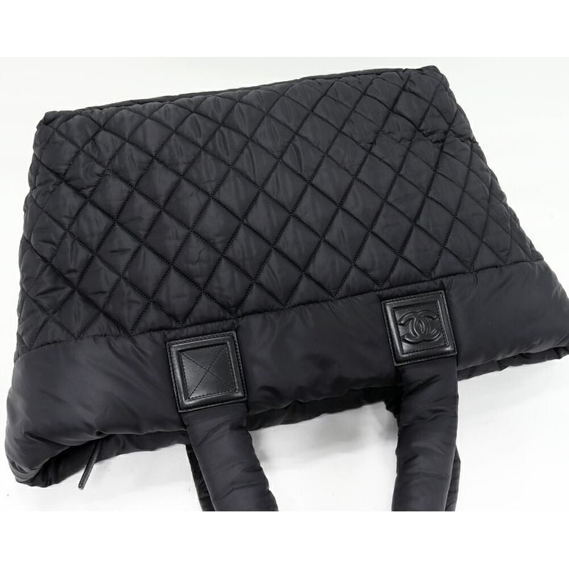 Chanel Hand Tote Bag Coco Cocoon Medium MM Nylon Calf Black Bordeaux — view 6