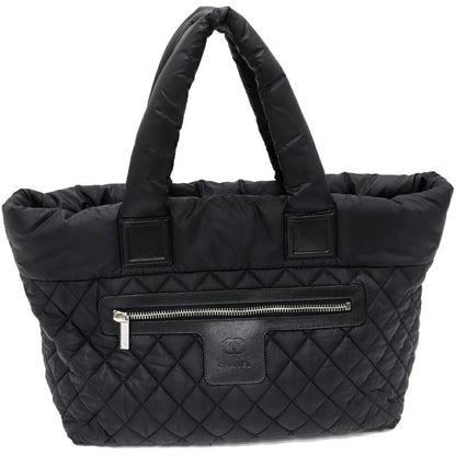 Chanel Hand Tote Bag Coco Cocoon Medium MM Nylon Calf Black Bordeaux