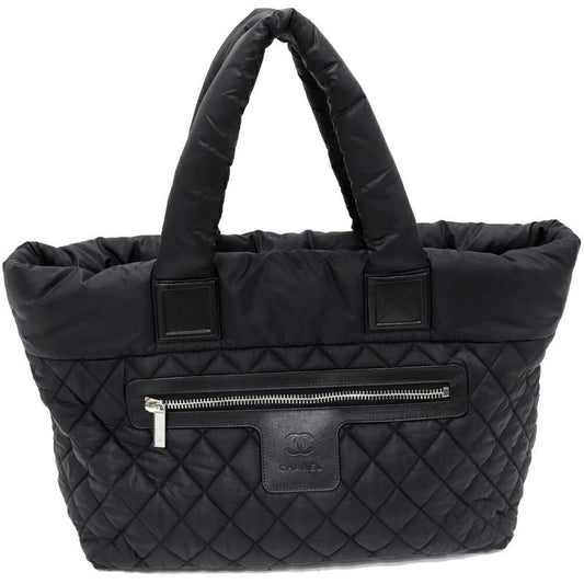 Chanel Hand Tote Bag Coco Cocoon Medium MM Nylon Calf Black Bordeaux