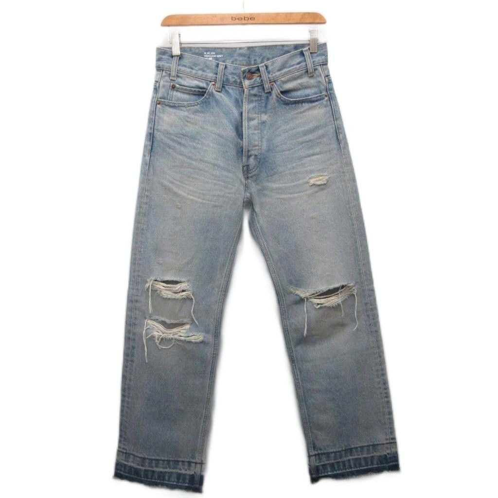 Celine Wesley Destroid Jeans Denim Pants Distressed Button Fly Straight 26
