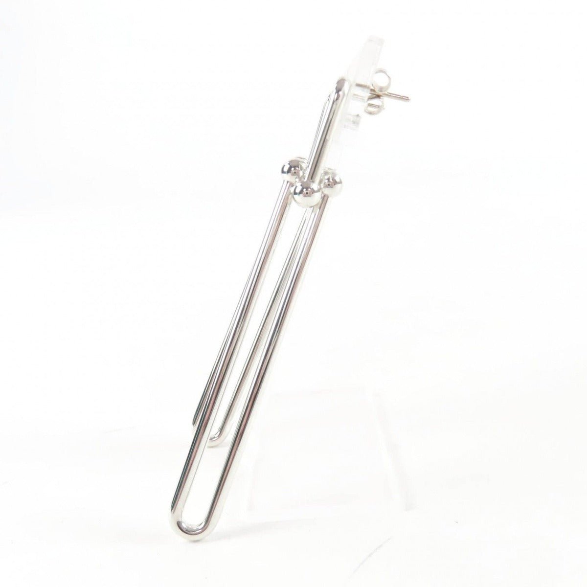 Tiffany & Co 925 Double Long Link Earrings Silver with Case Weight — view 3