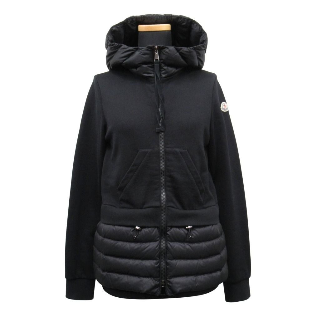 Moncler Down Jacket Sweatshirt Contrast Hoodie Logo XS Black