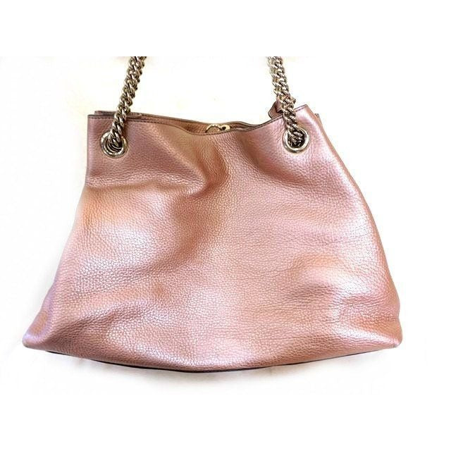 Gucci Shoulder Bag Soho Interlocking G Pink Metallic Chain — view 2