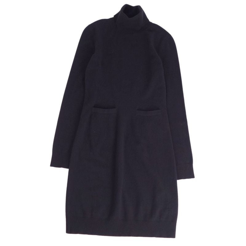Hermes Dress High Neck Knit Wool Silk