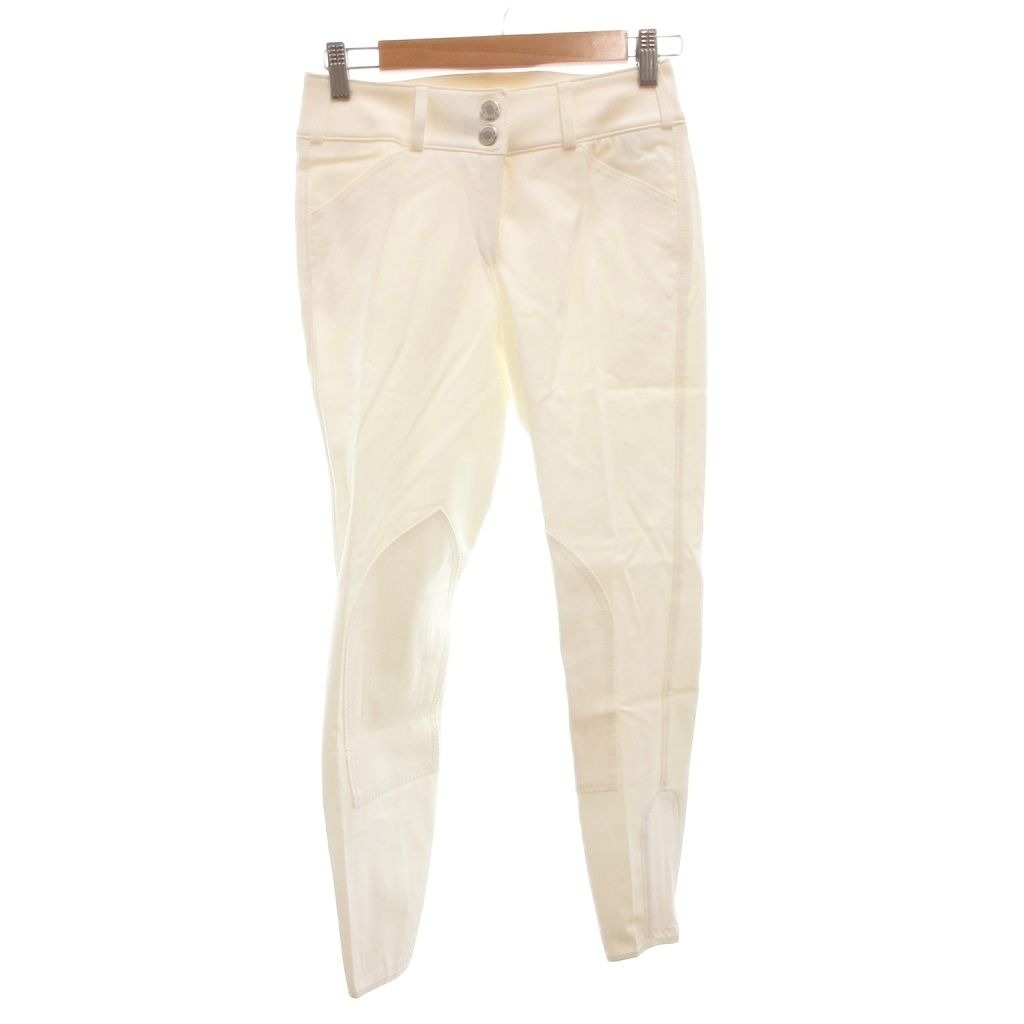 Hermes Skinny Pants Stretch Logo Button 36 White