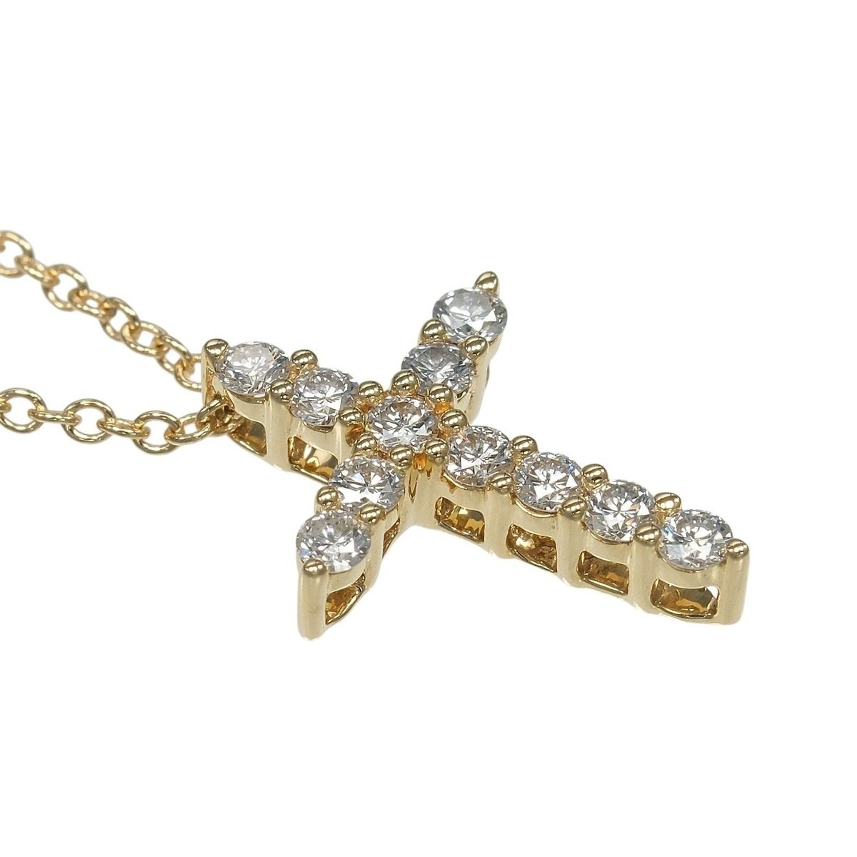 Tiffany & Co Cross XS 18k Yellow Gold Diamond Necklace — view 5