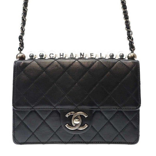 Chanel Clear Pearl Quilted Bag Shoulder As0585 Black