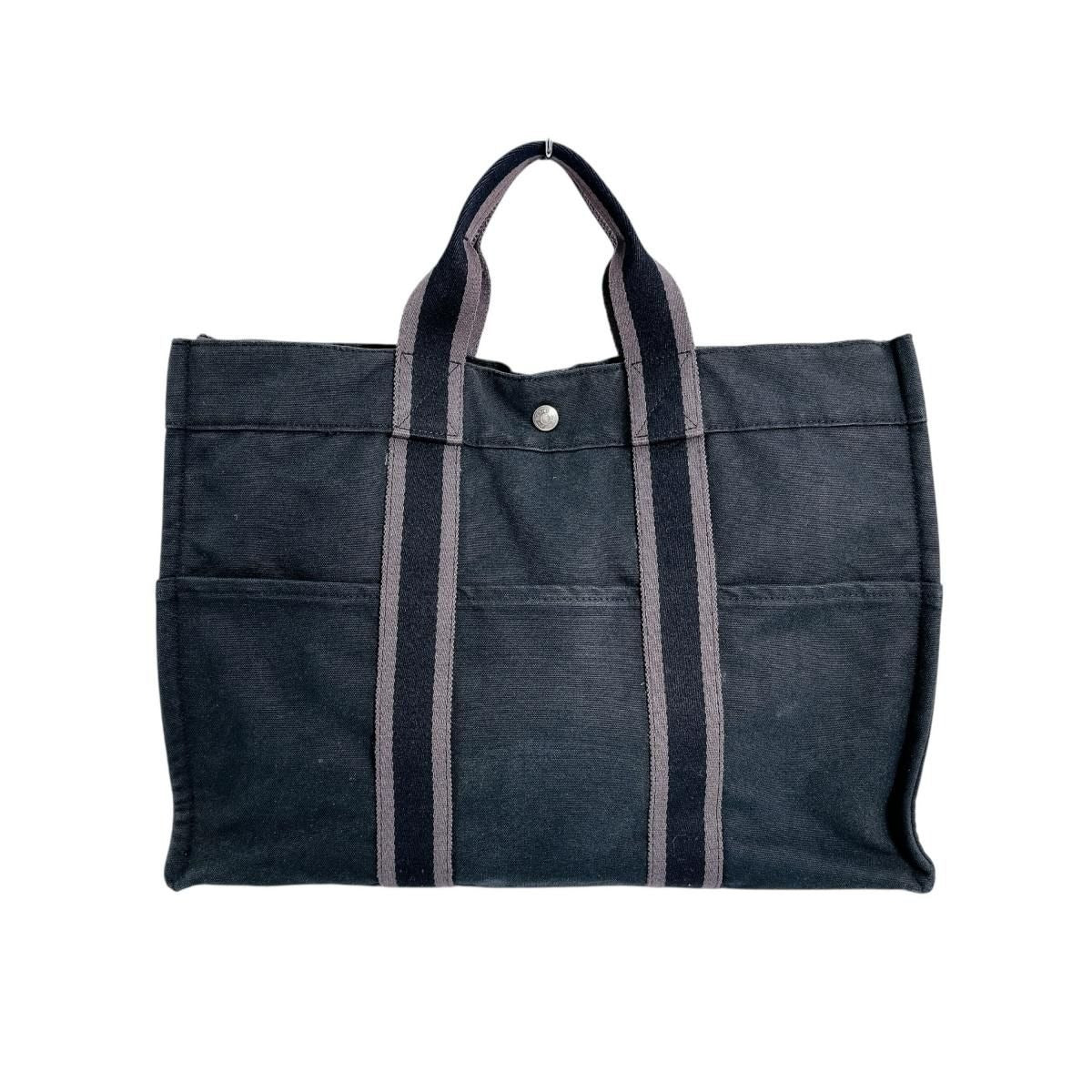 Hermes Her Line Tote MM Canvas Bag Black