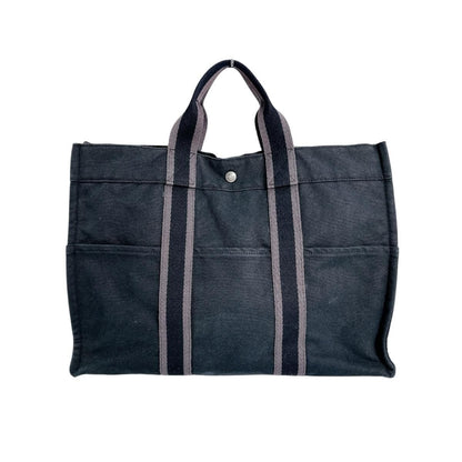Hermes Her Line Tote MM Canvas Bag Black