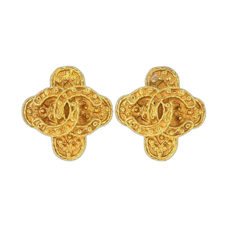 Chanel CC Logo Earrings Gold Vintage