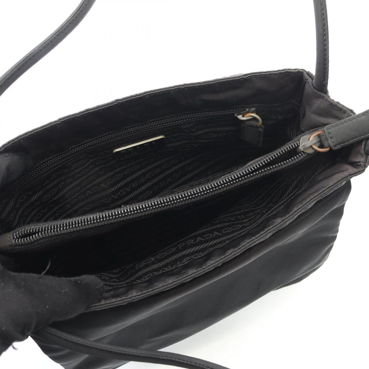 Prada Handbag Triangle Logo Black Nylon B — view 3