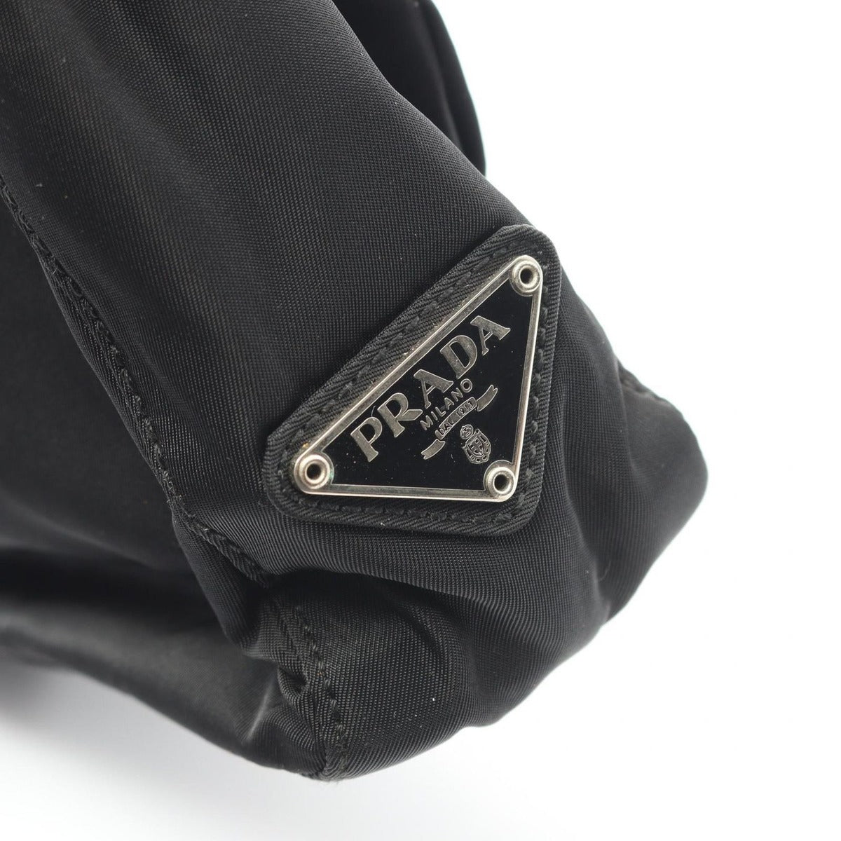 Prada Handbag Triangle Logo Black Nylon B — view 7