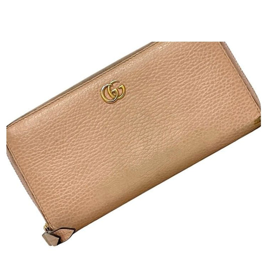 Gucci Wallet Zip Around GG Marmont Leather Beige
