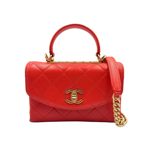 Chanel CC Lambskin Orange Shoulder Bag Gold