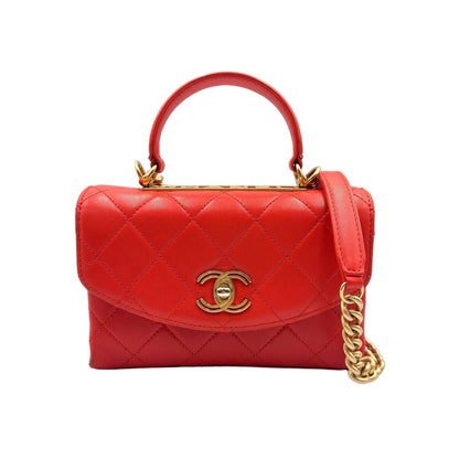 Chanel CC Lambskin Orange Shoulder Bag Gold