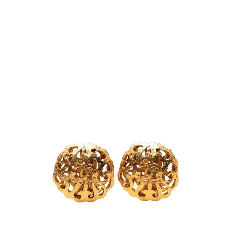 Chanel CC Logo Vintage Earrings Gold Plated