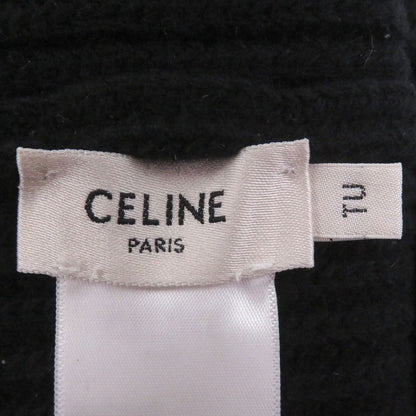 Celine Wool Logo Patch Knit Cap Beanie Black TU — view 6