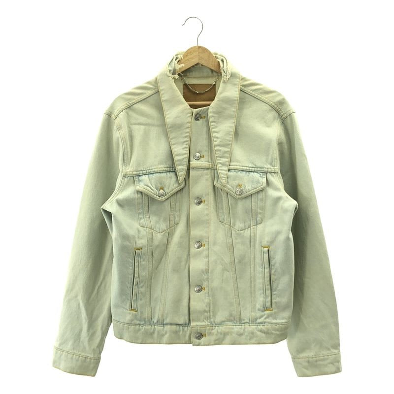 Balenciaga Distressed Big Collar Denim Jacket 40 Indigo