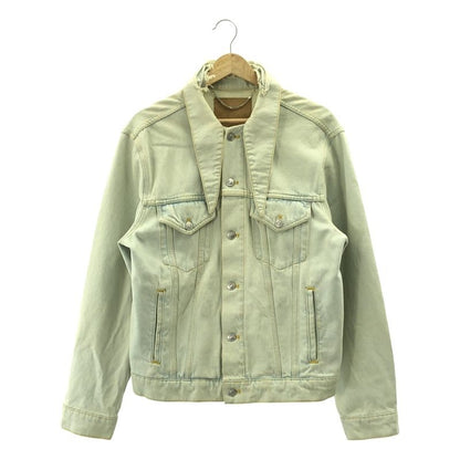 Balenciaga Distressed Big Collar Denim Jacket 40 Indigo