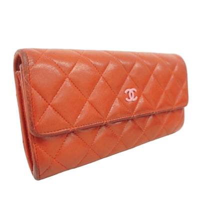 Chanel Wallet Quilted Lambskin Red Silver — view 2