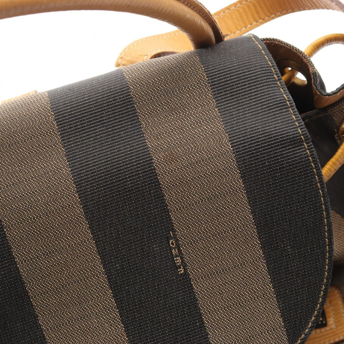 Fendi Backpack Pecan Black Khaki Natural Canvas Leather Beige Brown — view 11