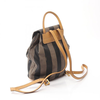 Fendi Backpack Pecan Black Khaki Natural Canvas Leather Beige Brown — view 2