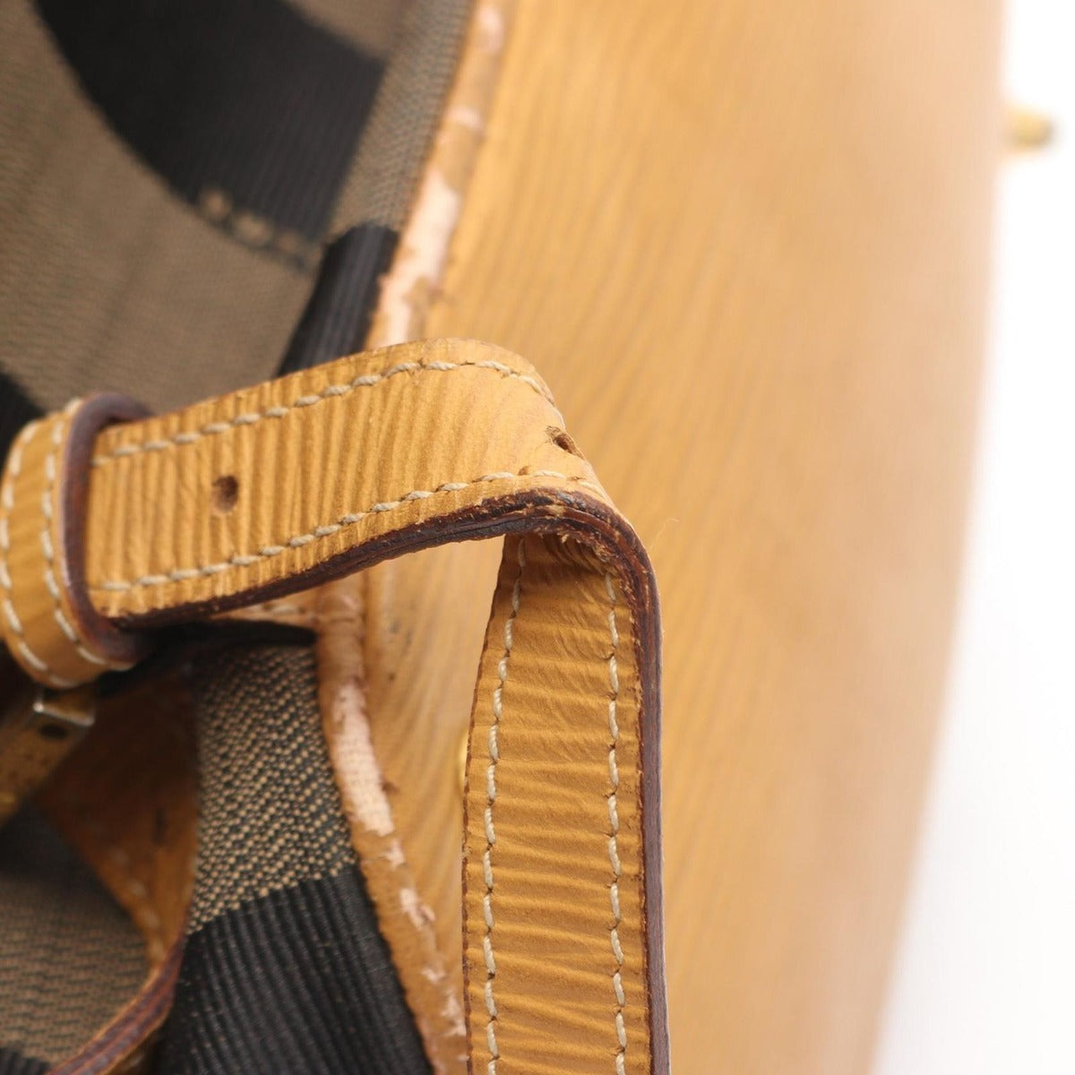Fendi Backpack Pecan Black Khaki Natural Canvas Leather Beige Brown — view 8