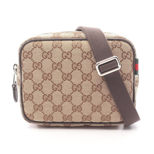 Gucci Shoulder Bag GG Canvas Mini Faeon 9750 Beige Leather